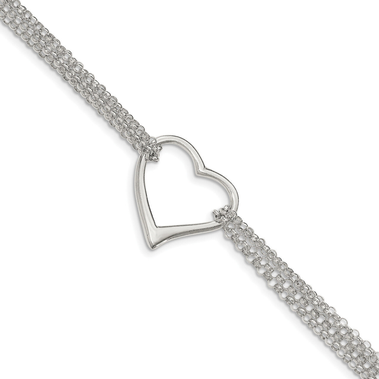 Multi Strand Heart Bracelet 7.25 Inch Sterling Silver Polished QG3610-7.25, MPN: QG3610-7.25, 19690…