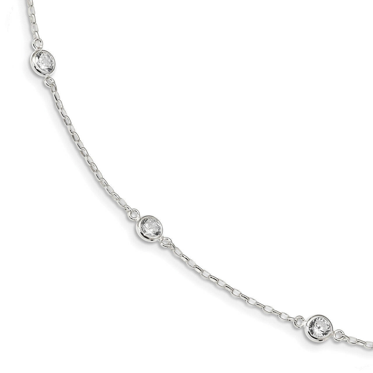 CZ Diamond Necklace 18 Inch Sterling Silver Polished QG3655-18