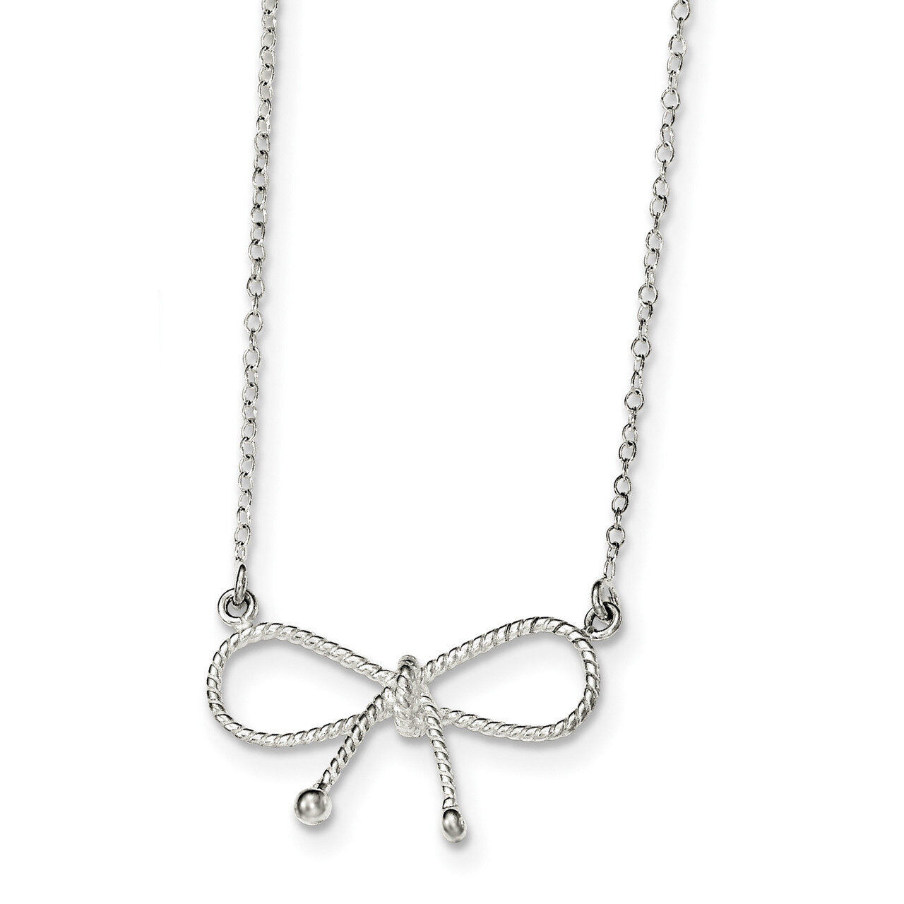 Bow Necklace 18 Inch Sterling Silver Polished QG3698-18, MPN: QG3698-18, 191101072970