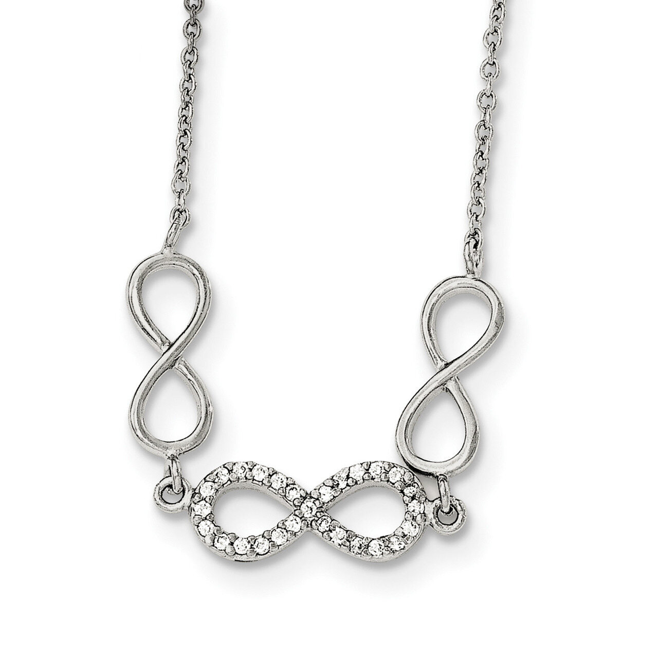 CZ Diamond Infinity Symbol Necklace 18 Inch Sterling Silver Polished QG3719-18, MPN: QG3719-18, 196…