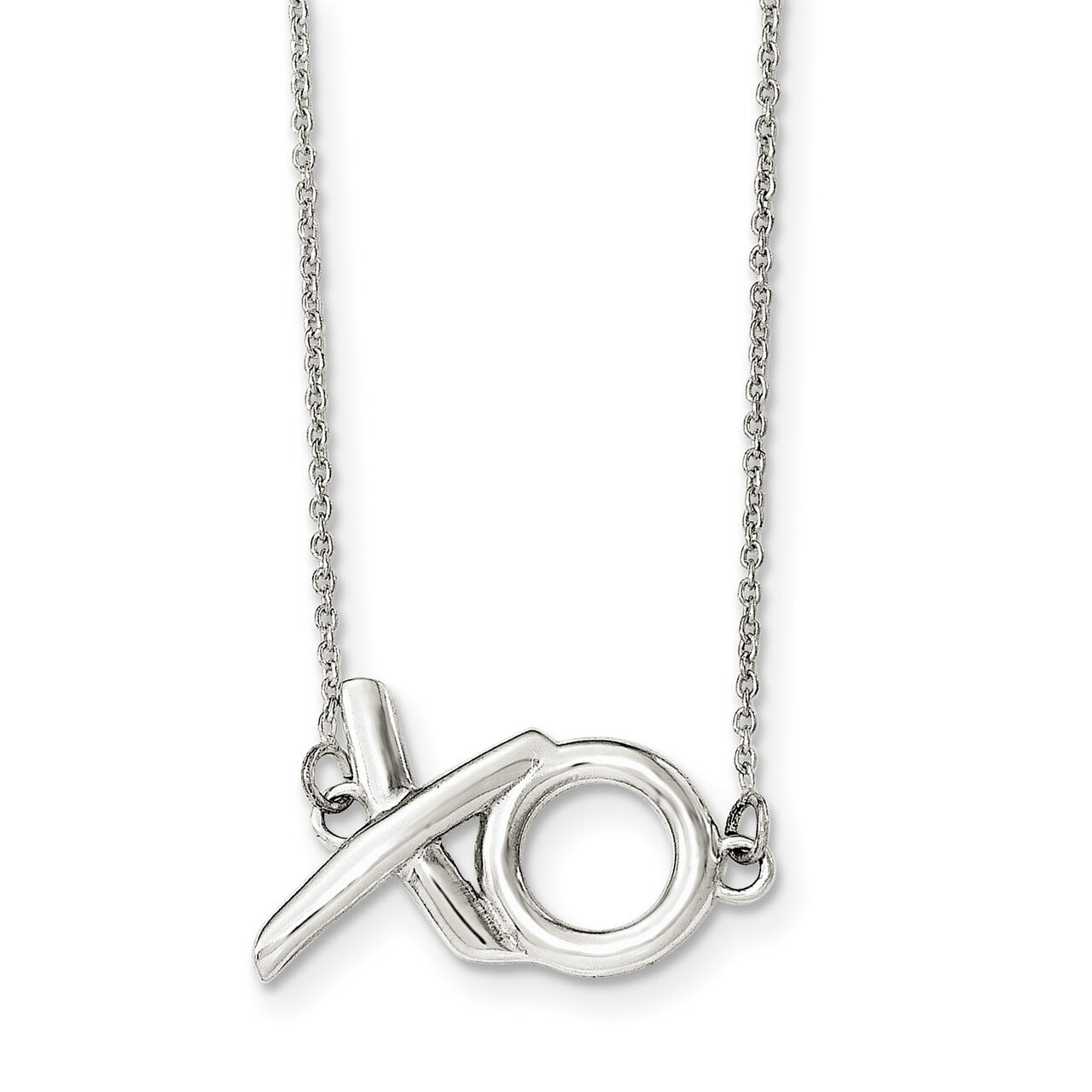 XO&#39; with 2 inch Extender Necklace 16 Inch Sterling Silver Polished QG3728-16, MPN: QG3728-16, 19110…