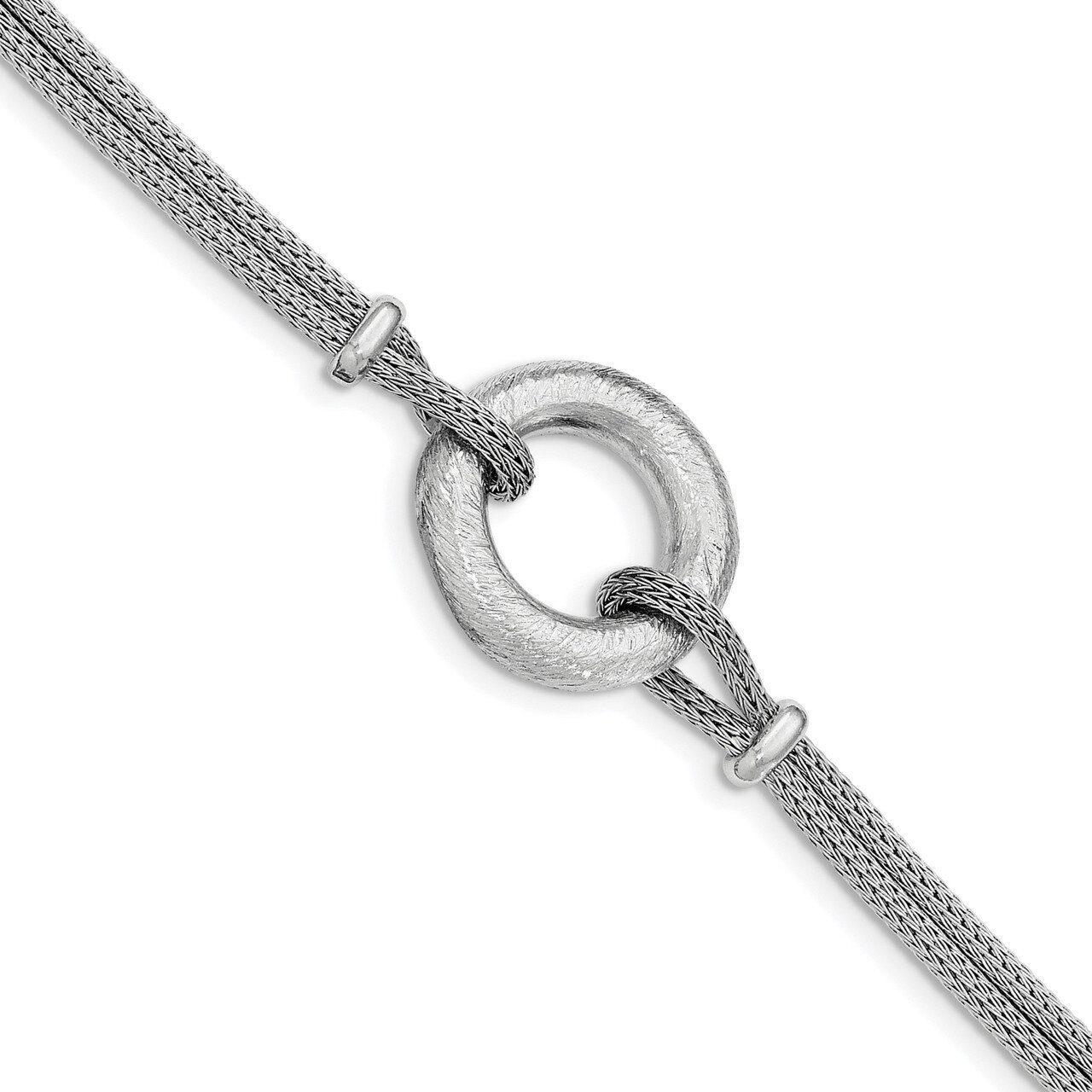 Bracelet 7.5 Inch Sterling Silver Rhodium-plated Textured &amp; Polished QG3740-7.5, MPN: QG3740-7.5,