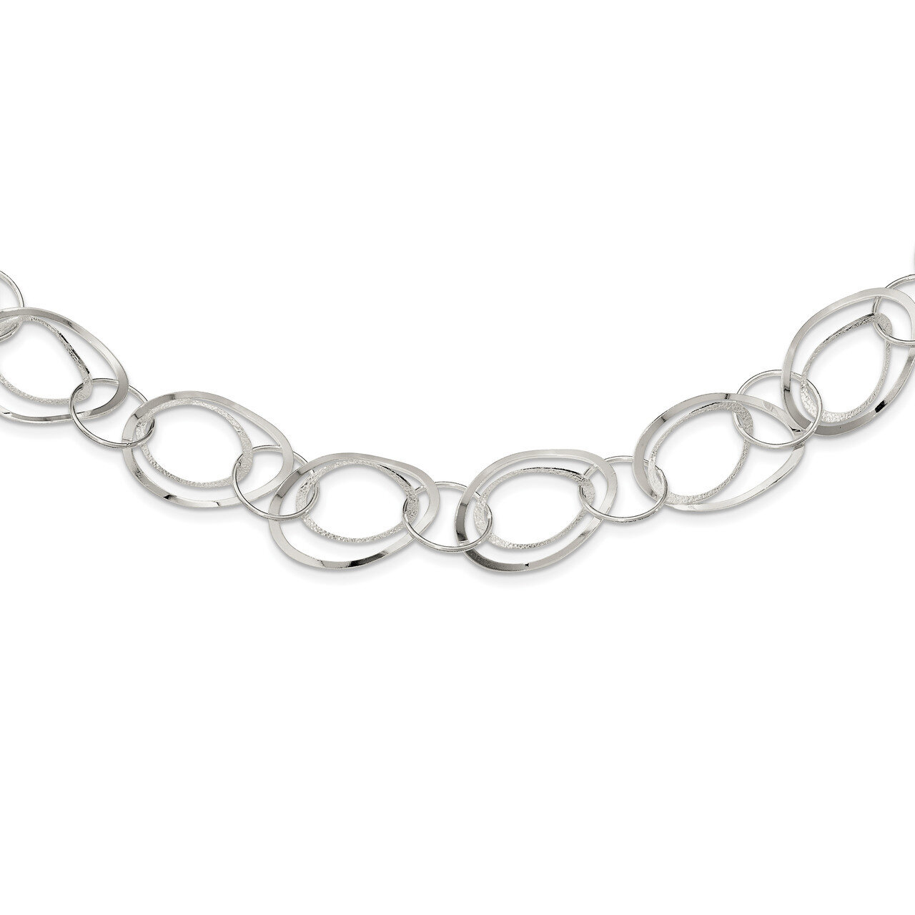 Fancy Circle Necklace 18 Inch Sterling Silver Polished QG3743-18, MPN: QG3743-18, 191101481314