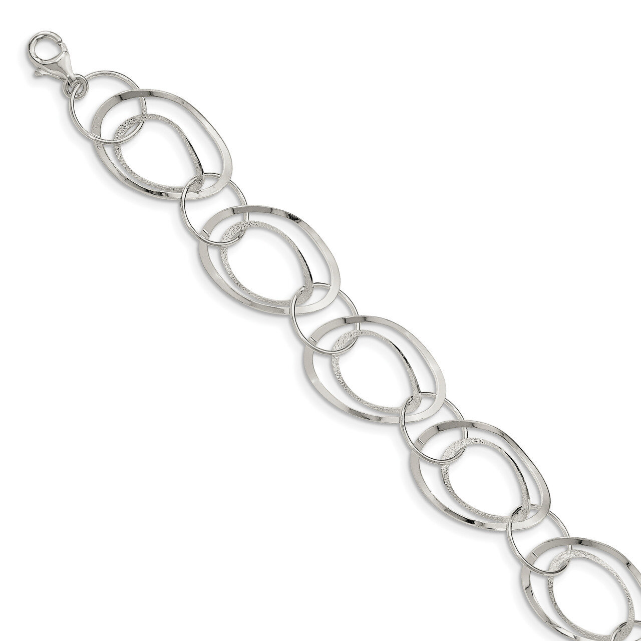 Textured Circle Bracelet 7.5 Inch Sterling Silver Polished QG3744-7.5