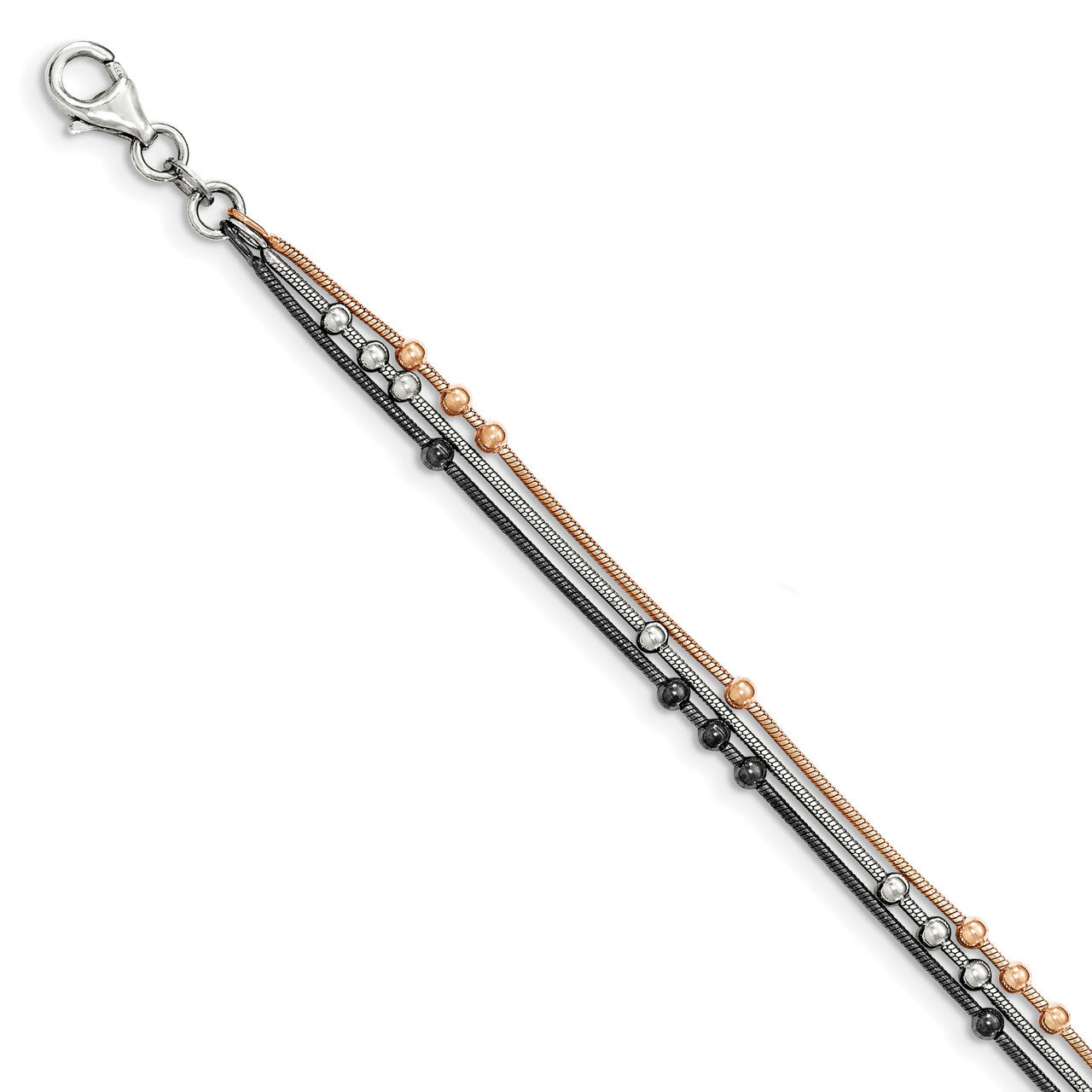 Rose-tone/Rhodium-plated Bracelet with 1 Extender 7.5 Inch Sterling Silver QG3774-7.5, MPN: QG3774-…