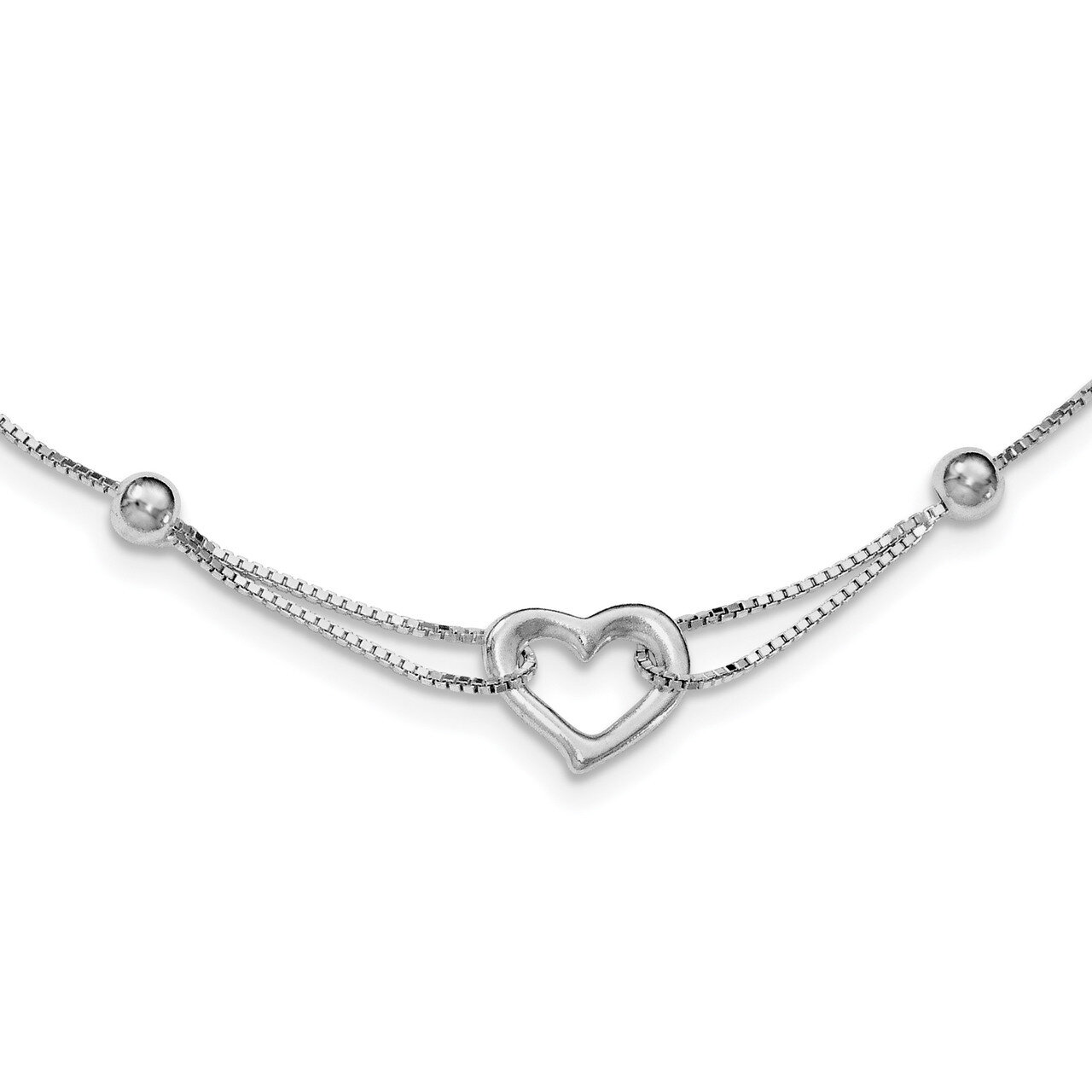 Heart with Box Chain Necklace 18 Inch Sterling Silver Rhodium-plated QG3815-18