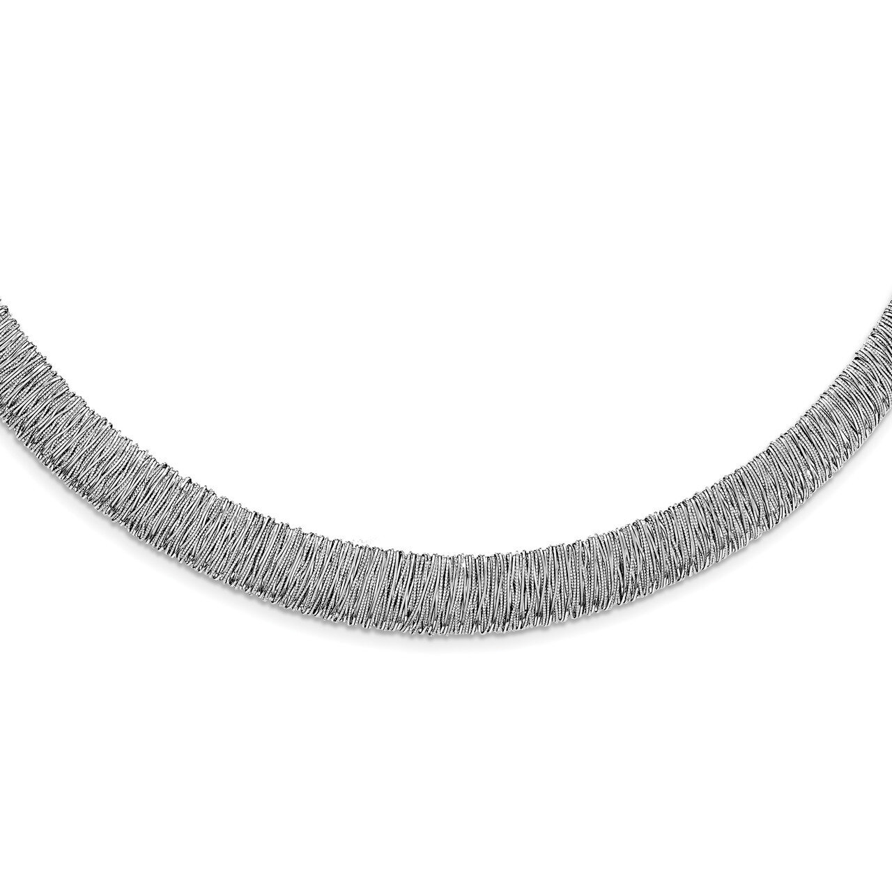 Fancy Domed Necklace 18 Inch Sterling Silver Rhodium-plated QG3853-18, MPN: QG3853-18,