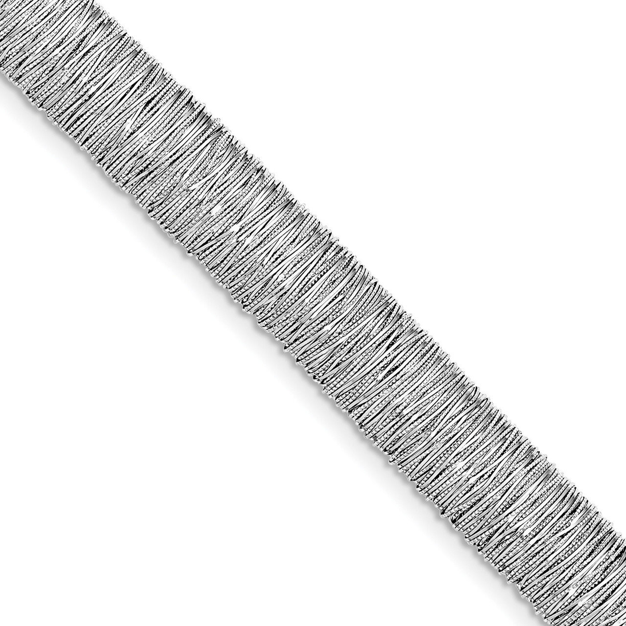 Fancy Domed Bracelet 7.5 Inch Sterling Silver Rhodium-plated Polished QG3855-7.5