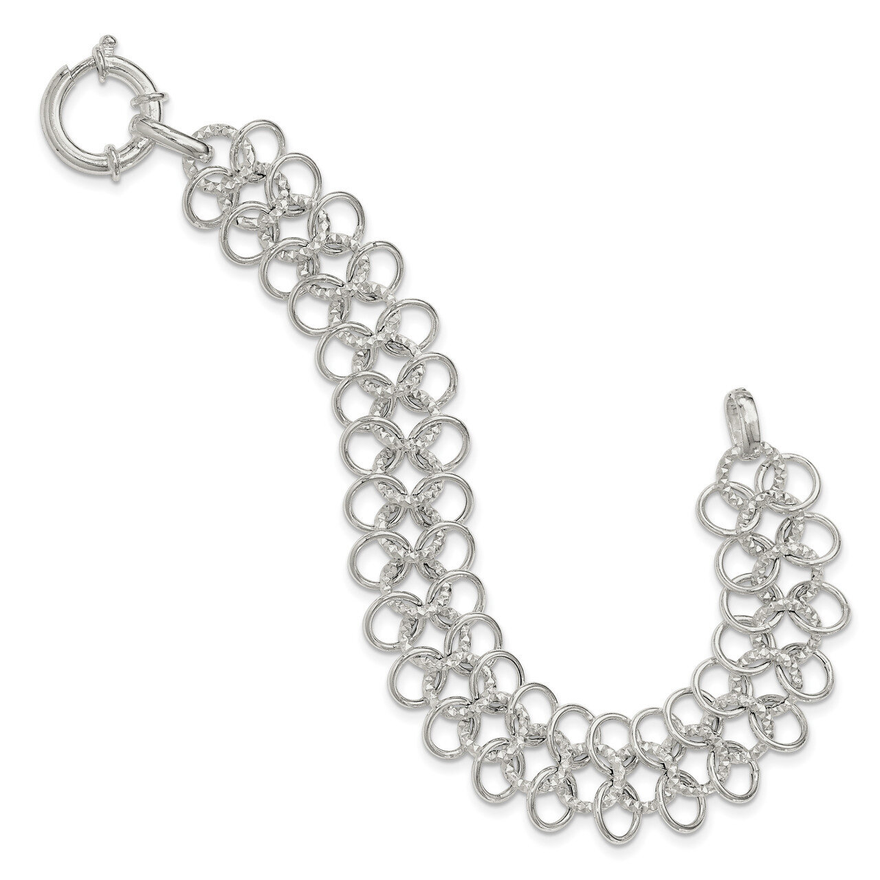 Link Bracelet 8.25 Inch Sterling Silver Polished and Textured QG3881-8.25