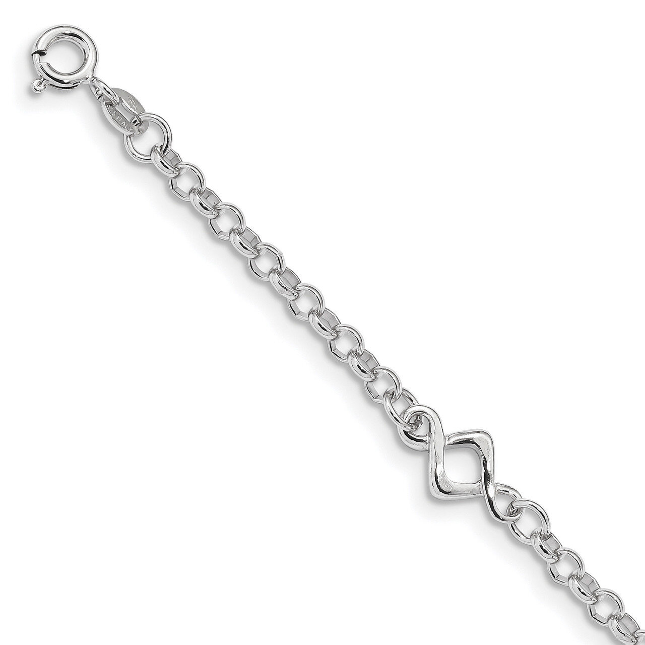 Fancy Bracelet 7.5 Inch Sterling Silver Rhodium-plated QG3889-7.5