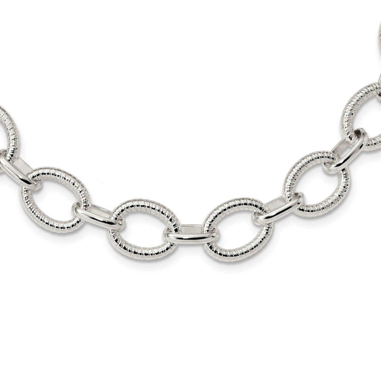 Fancy Link Necklace 18 Inch Sterling Silver Polished QG3892-18