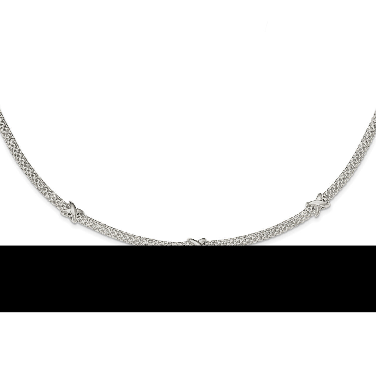 Mesh with X&#39;s with 1 inch Extender Necklace 17 Inch Sterling Silver QG3922-17, MPN: QG3922-17, 1911…