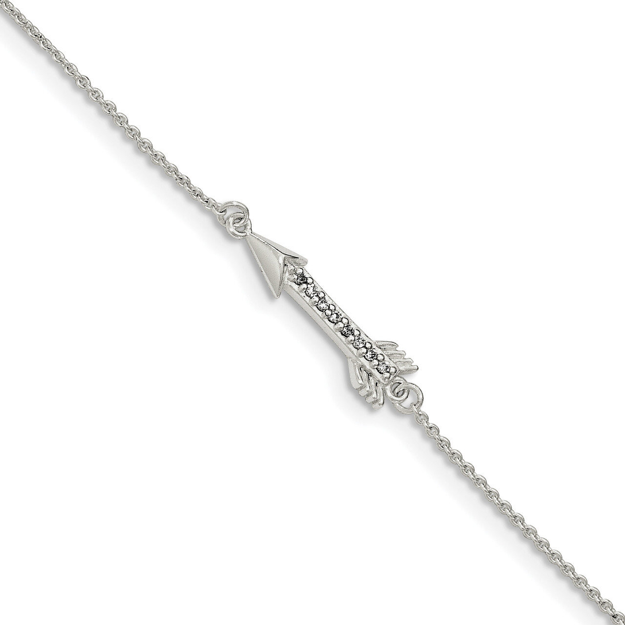 CZ Diamond with 0.25 inch Extender Arrow Bracelet 7 Inch Sterling Silver QG3935-7, MPN: QG3935-7, 8…