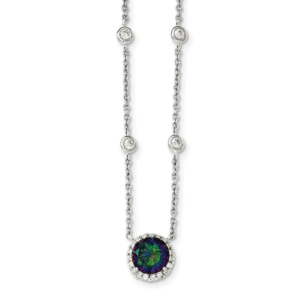 Dark Mystic CZ Diamond Necklace 18 Inch Sterling Silver Polished QG4056-18, MPN: QG4056-18, 1969041…