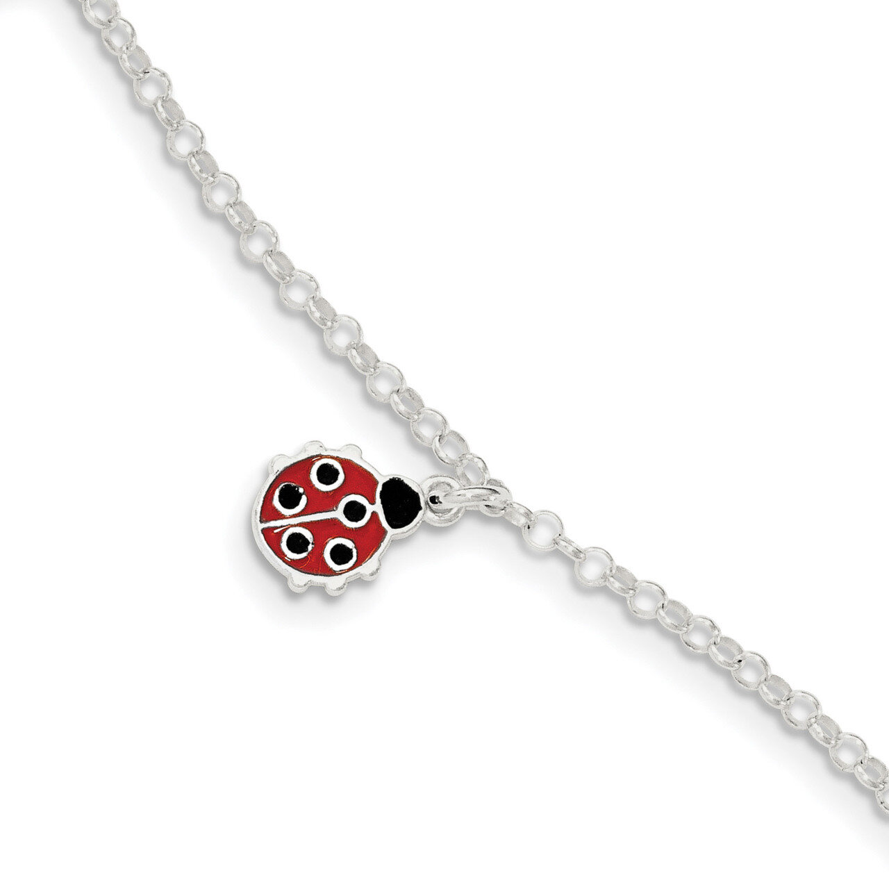 Children&#39;s Enameled Ladybug Bracelet 6 Inch Sterling Silver Polished QG4086-6, MPN: QG4086-6, 19110…
