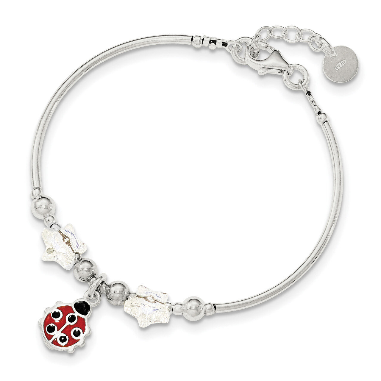 Children&#39;s Enamel Swarovski Elements with 3 4 Ext Bracelet 6 Inch Sterling Silver QG4087-6, MPN: QG…