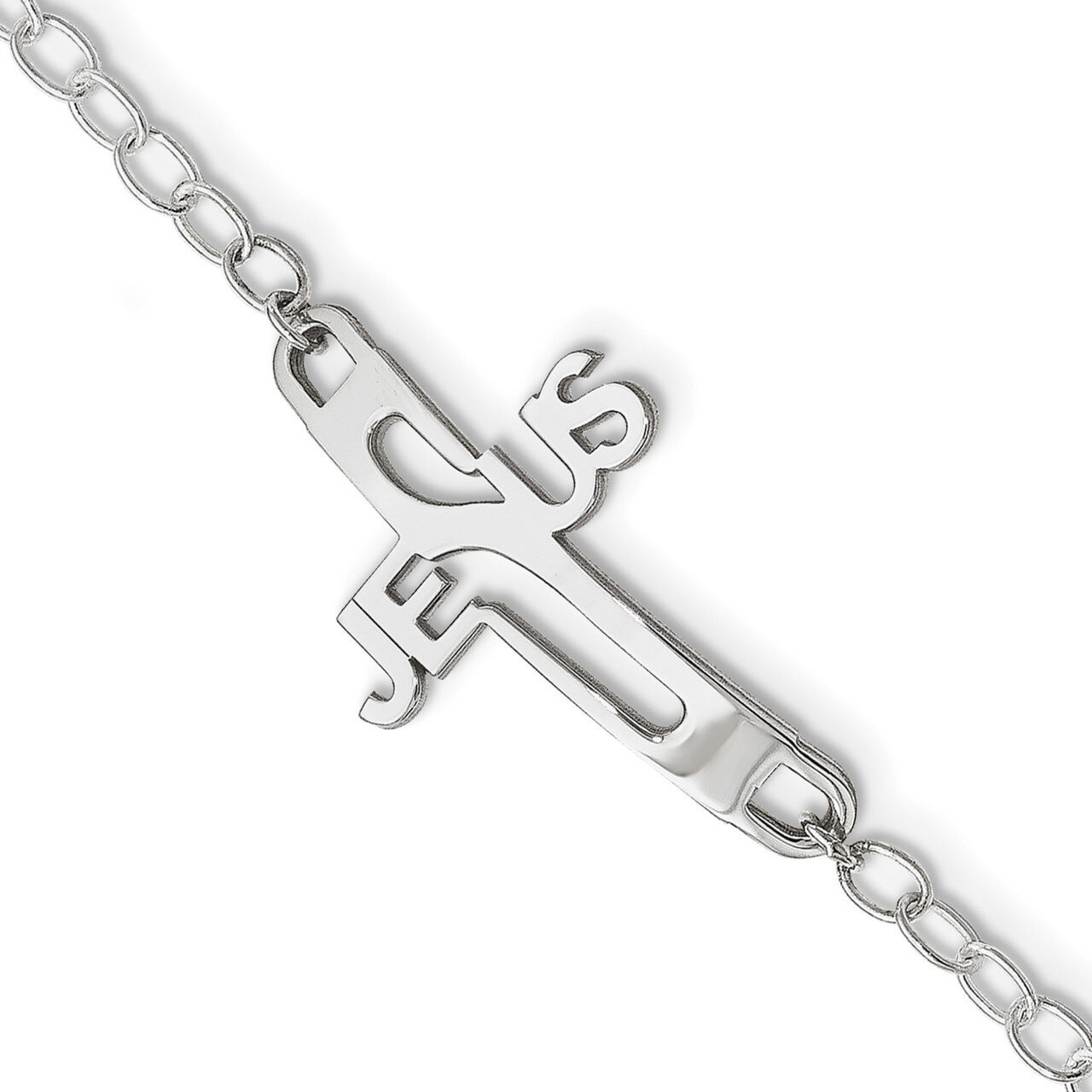 Jesus Cross Womens Bracelet Sterling Silver QG4152-7.5, MPN: QG4152-7.5, 886774561653