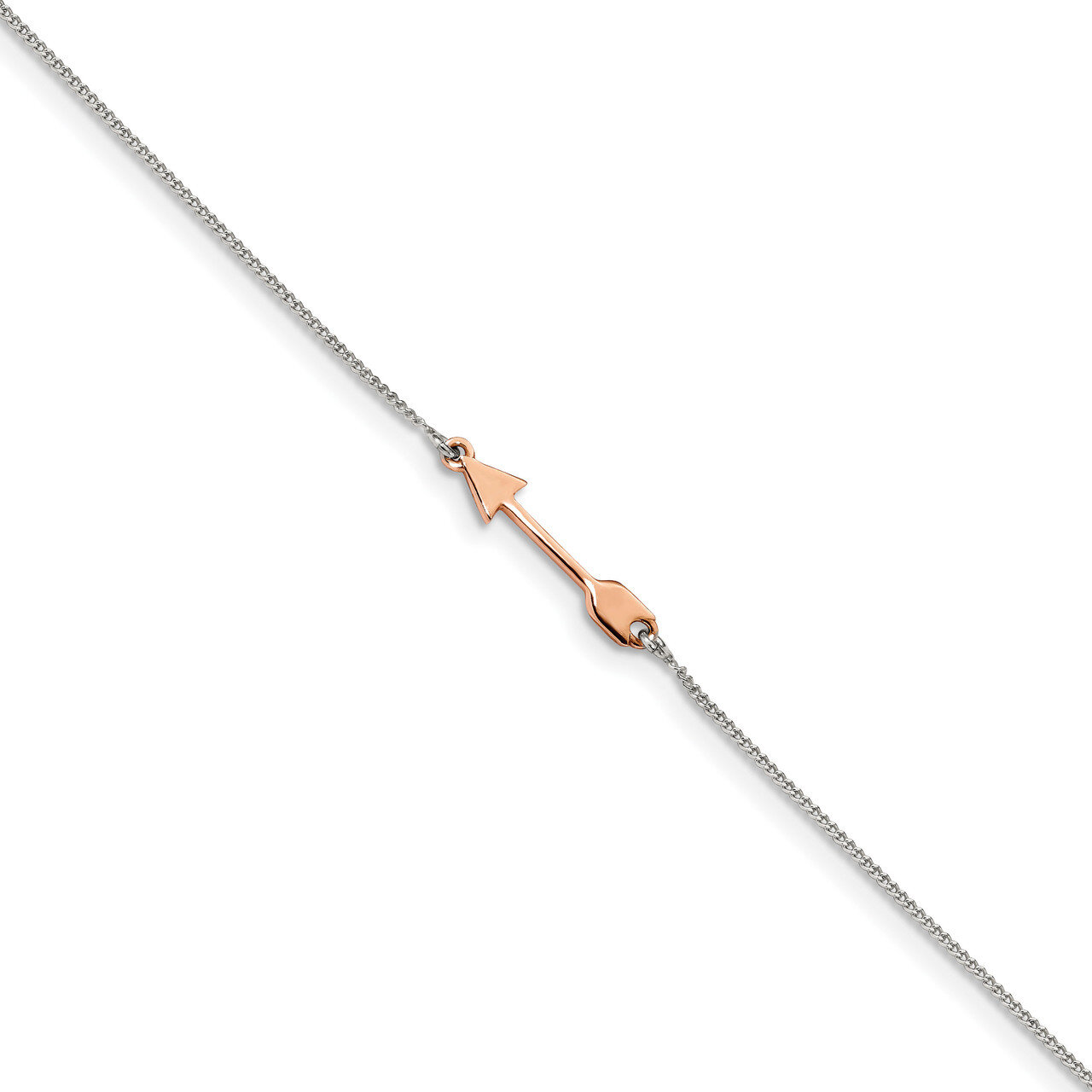 Rose-tone Polished Arrow with 1 inch Extender Anklet Sterling Silver QG4189-9, MPN: QG4189-9, 88677…