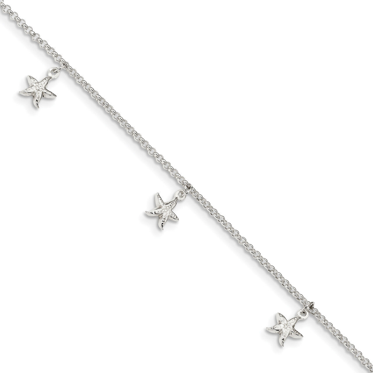 Starfish Dangles with 1 inch Extender Anklet Sterling Silver QG4192-9
