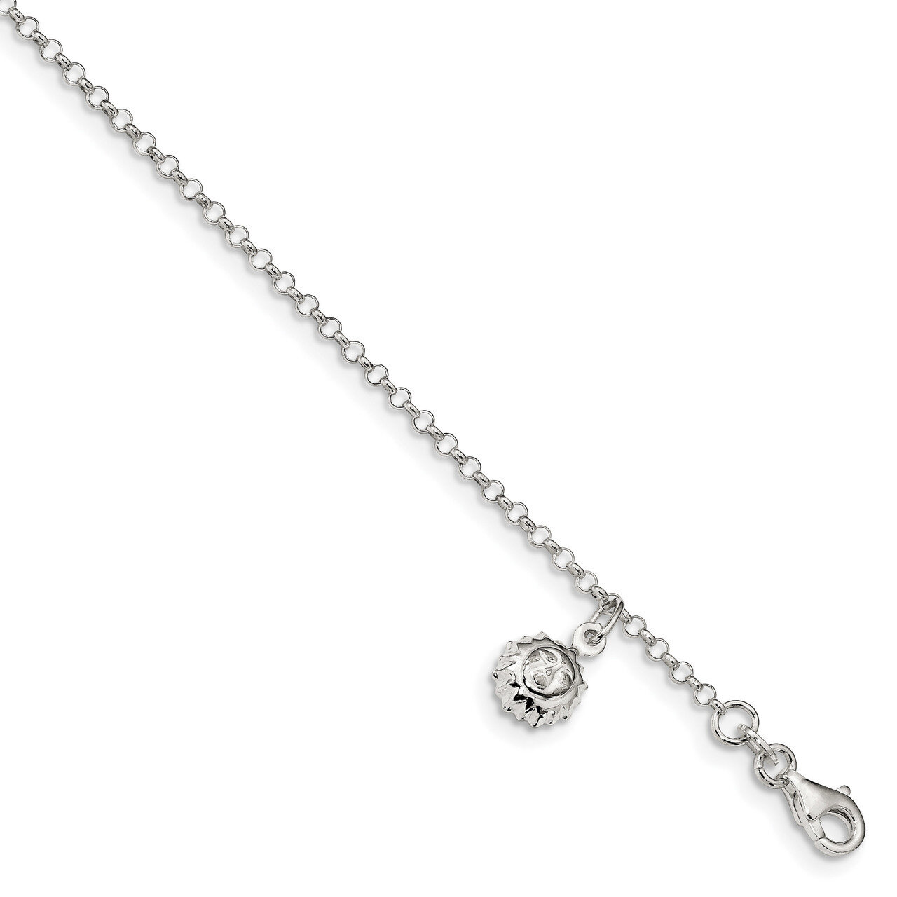 Sun 10 inch with 1 inch Extender Anklet Sterling Silver QG4199-10, MPN: QG4199-10, 883957934662