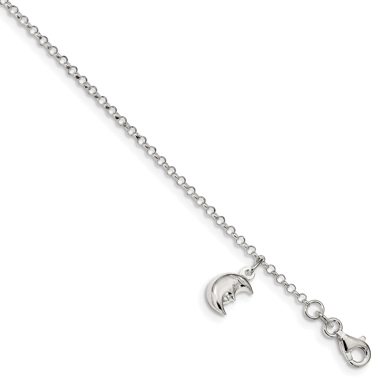 Moon 10 inch with 1 inch Extender Anklet Sterling Silver QG4200-10
