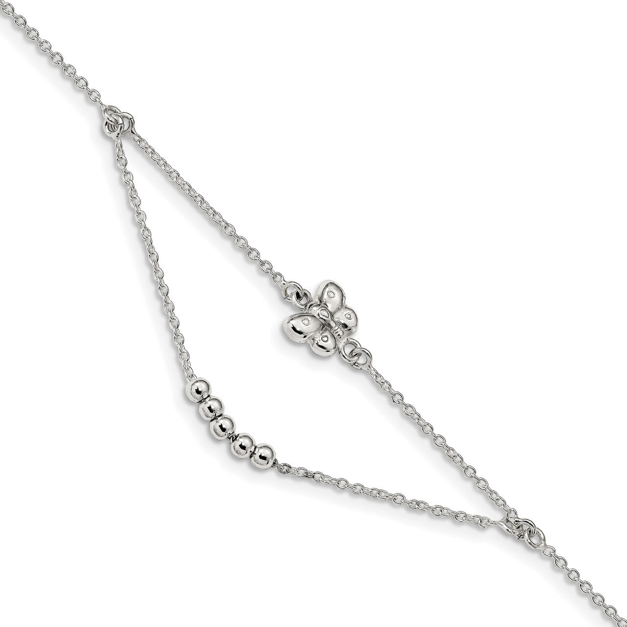 1 inch Extender Butterfly Anklet Sterling Silver Polished QG4202-9
