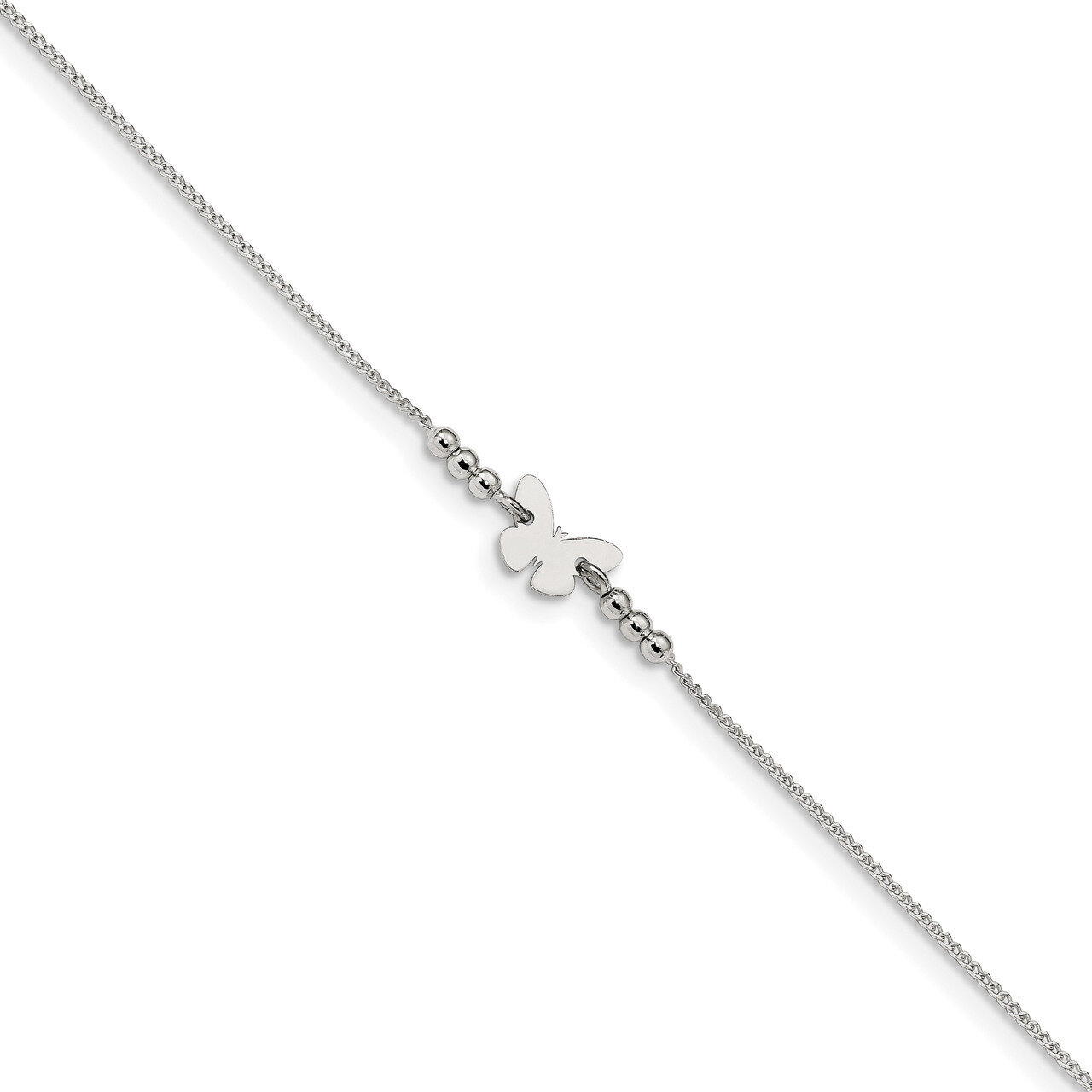 1 inch Extender Butterfly Anklet Sterling Silver Polished QG4203-9