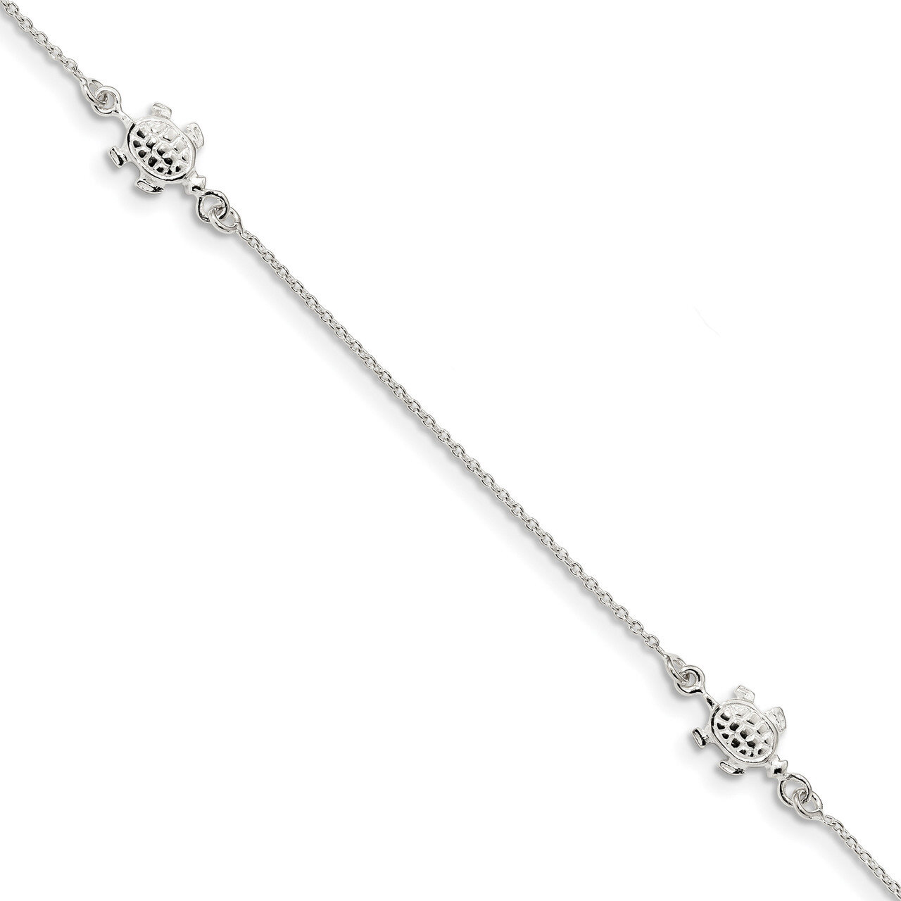 Turtle with 1 inch Extender Anklet Sterling Silver QG4206-9, MPN: QG4206-9, 886774087191
