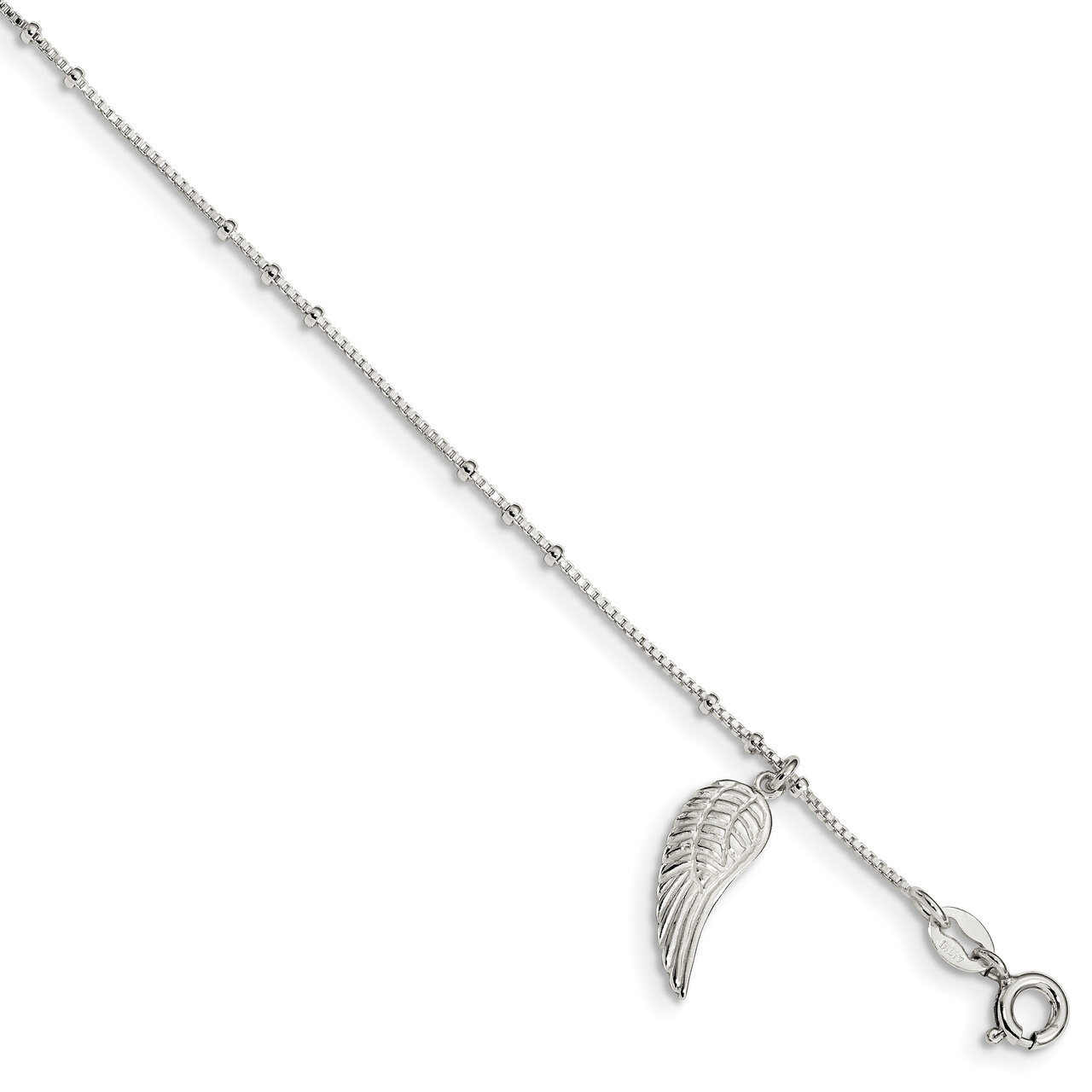 Wing Dangle with 1 inch Extender Anklet Sterling Silver Polished QG4210-9, MPN: QG4210-9, 886774092…