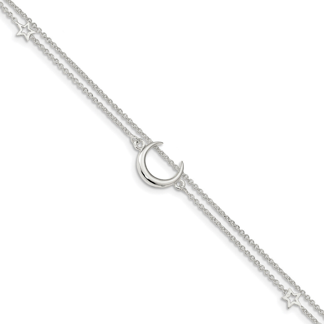 Moon &amp; Stars 2-strand Bracelet 7.5 Inch Sterling Silver Polished QG4234-7.5, MPN: QG4234-7.5, 88677…