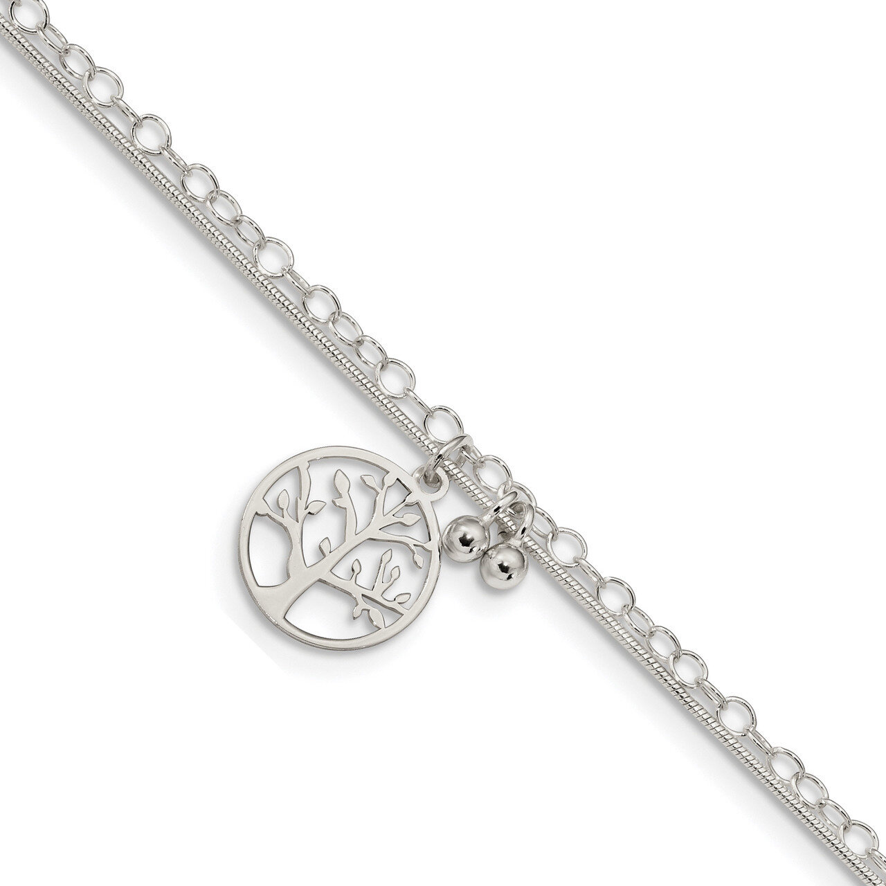 2-strand Tree Bracelet 7.5 Inch Sterling Silver Polished QG4235-7.5, MPN: QG4235-7.5, 886774117669