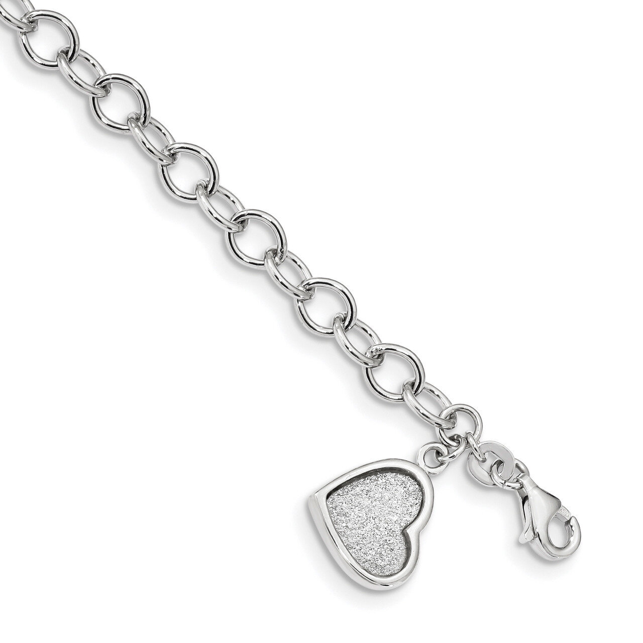 Glitter Enamel Heart Bracelet 7.5 Inch Sterling Silver Rhodium-plated QG4242-7.5, MPN: QG4242-7.5, …