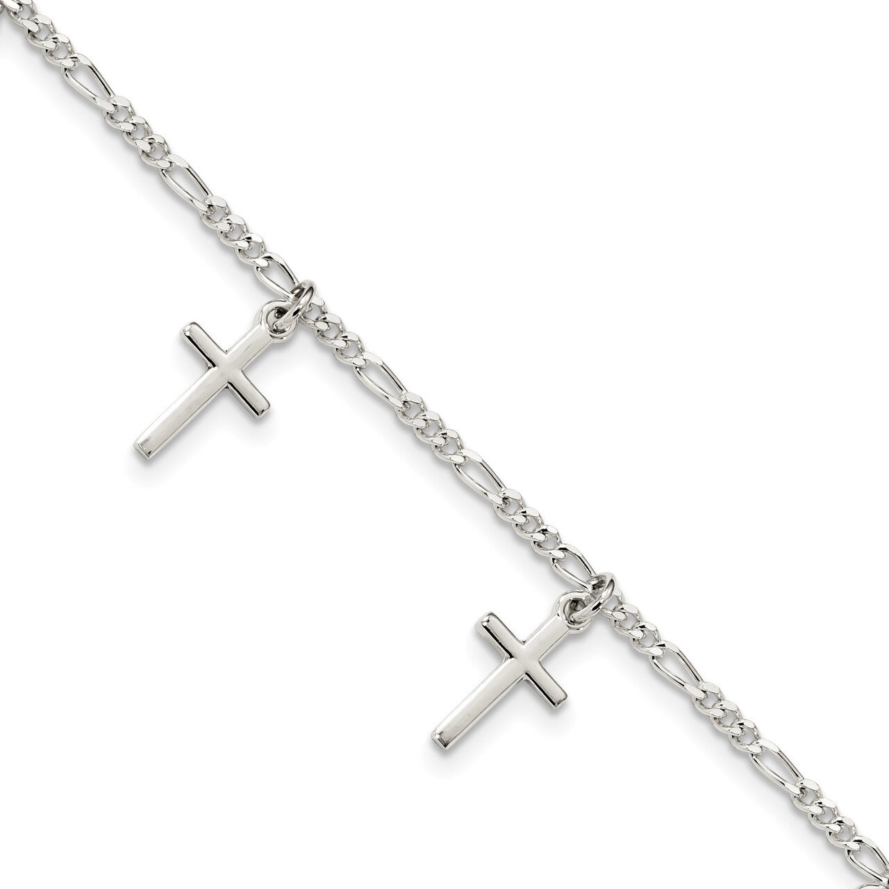 Cross Bracelet 7.5 Inch Sterling Silver Polished QG4248-7.5, MPN: QG4248-7.5, 886774121949