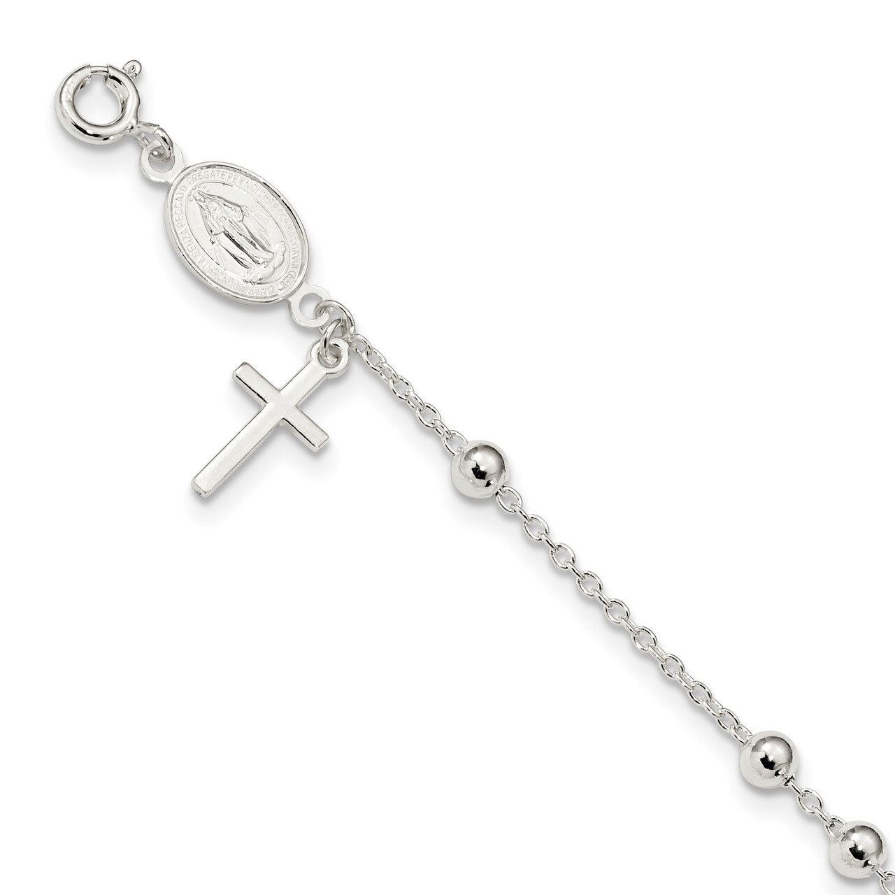 Rosary Bracelet 7.5 Inch Sterling Silver Polished QG4255-7.5, MPN: QG4255-7.5, 886774122335