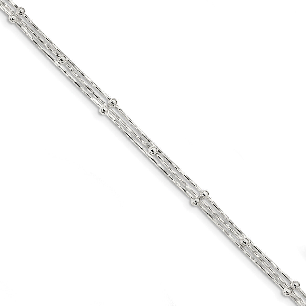 3-strand Beaded Bracelet 7.5 Inch Sterling Silver Polished QG4268-7.5