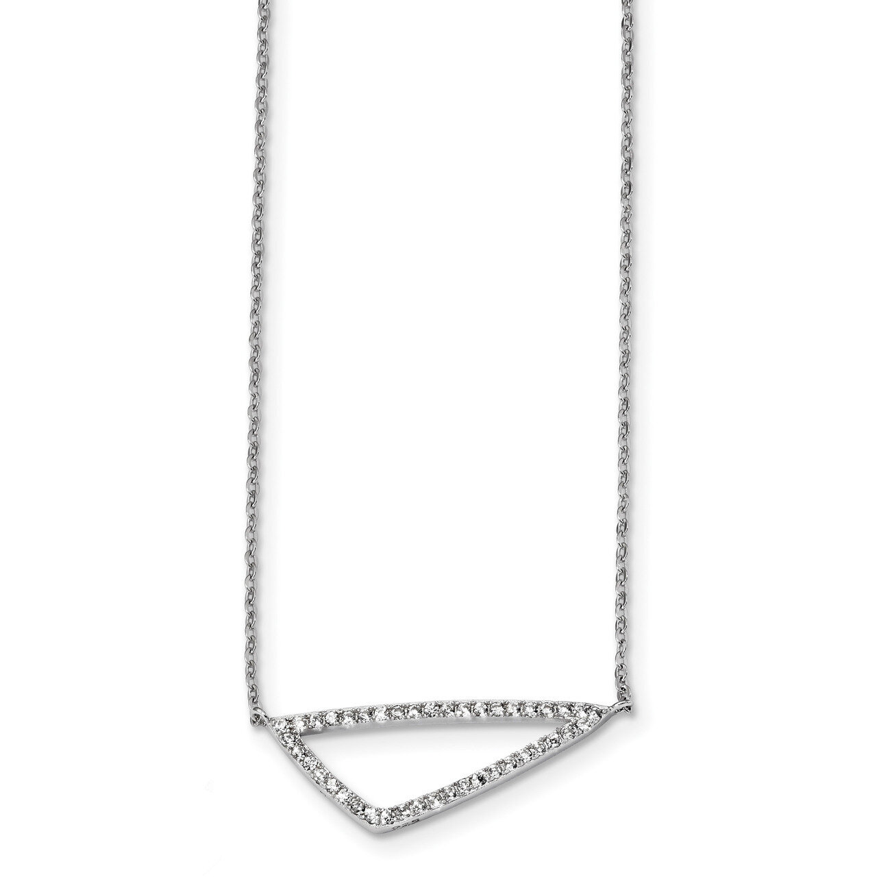 CZ Diamond Triangle Necklace 18 Inch Sterling Silver Rhodium-plated QG4290-18, MPN: QG4290-18, 8839…