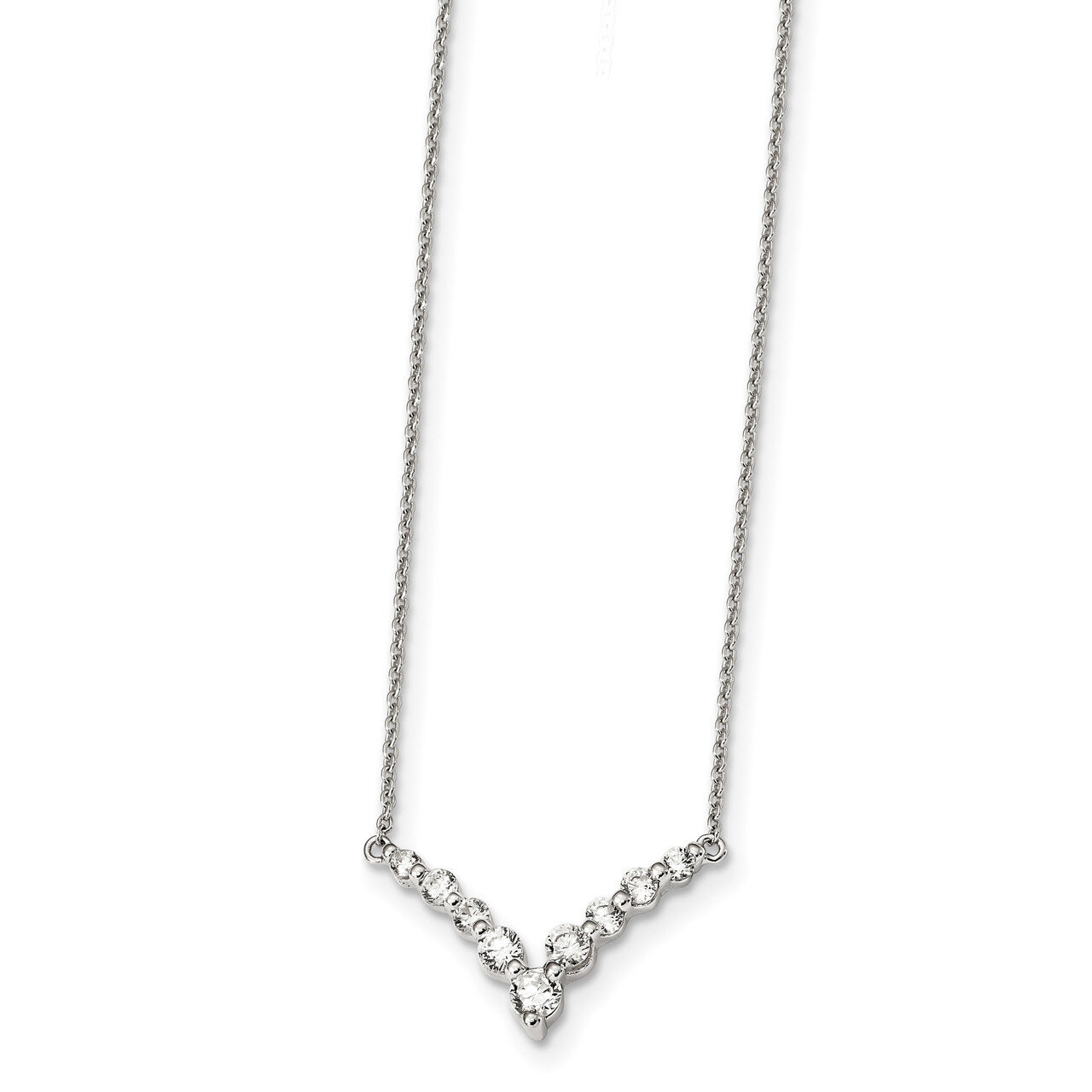 CZ Diamond Necklace 18 Inch Sterling Silver QG4292-18, MPN: QG4292-18, 886774096810