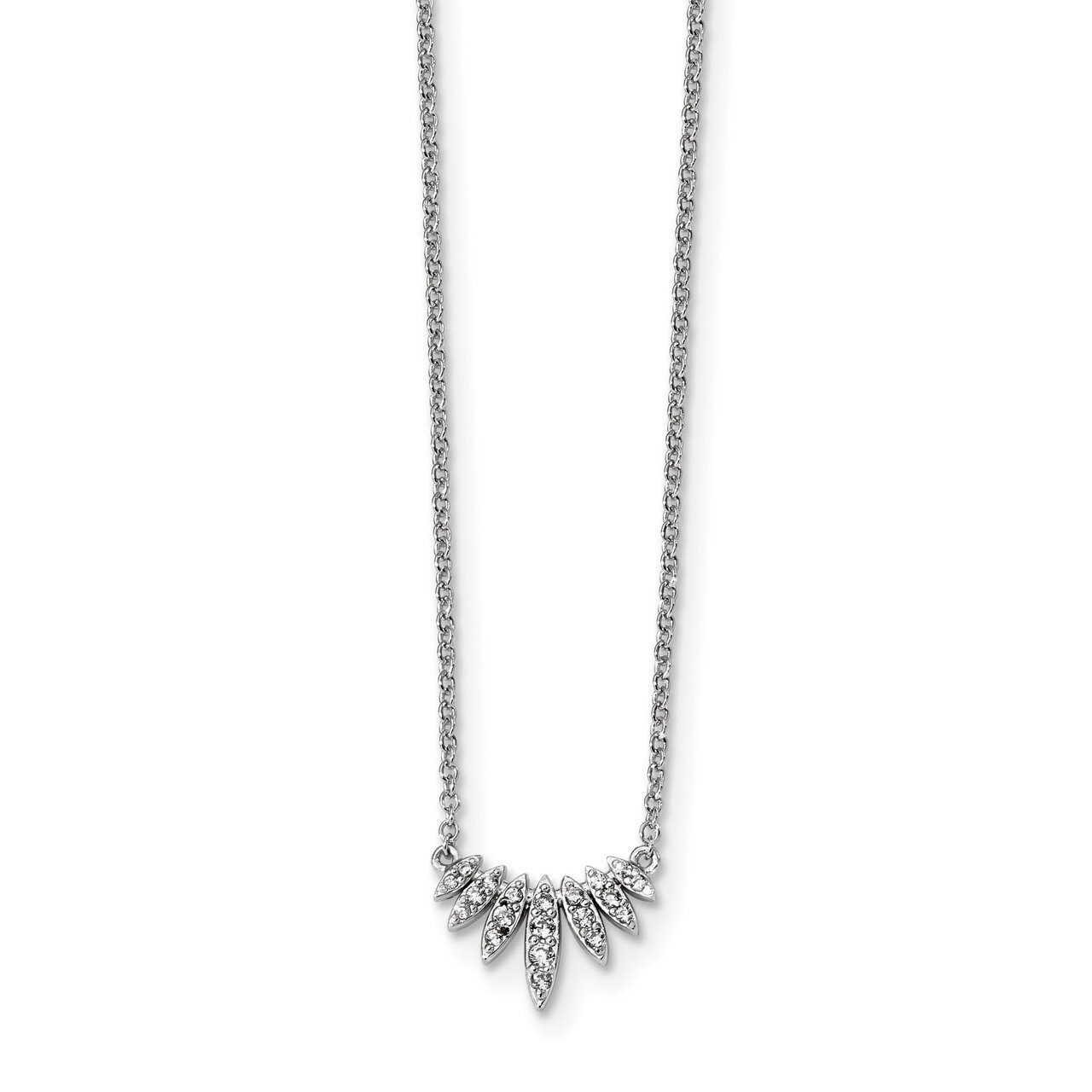 CZ Diamond Necklace 18 Inch Sterling Silver Rhodium-plated QG4295-18, MPN: QG4295-18, 886774117683