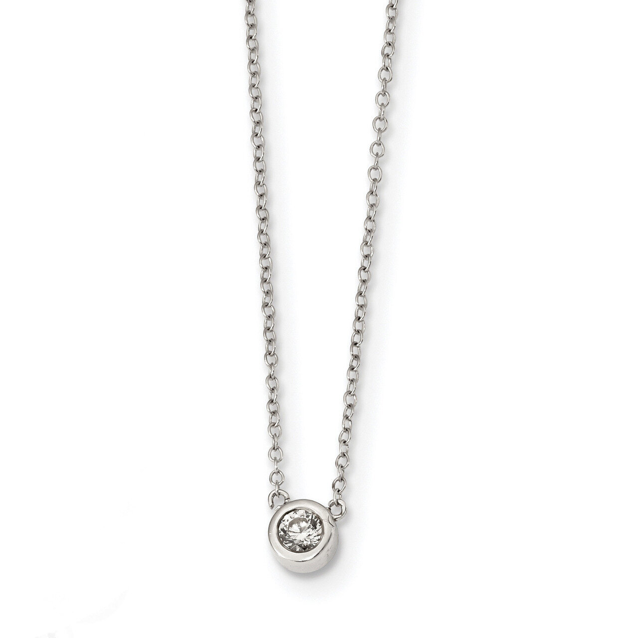 CZ Diamond Necklace 16 Inch Sterling Silver Rhodium-plated QG4310-16, MPN: QG4310-16, 886774117768