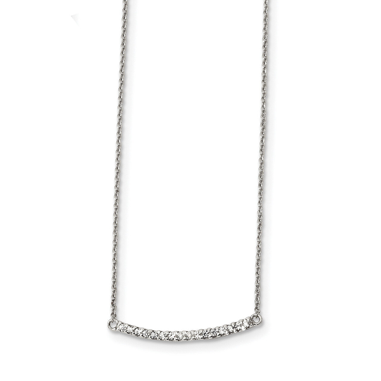 CZ Diamond Bar Necklace 18 Inch Sterling Silver QG4323-18, MPN: QG4323-18, 886774123073