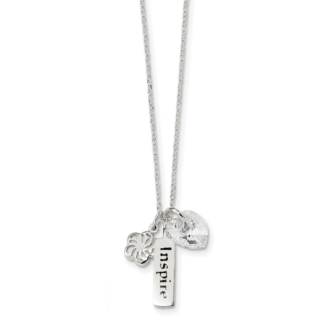 Enameled Swarovski Inspire Heart Charm Necklace 18 Inch Sterling Silver QG4325-18, MPN: QG4325-18, …