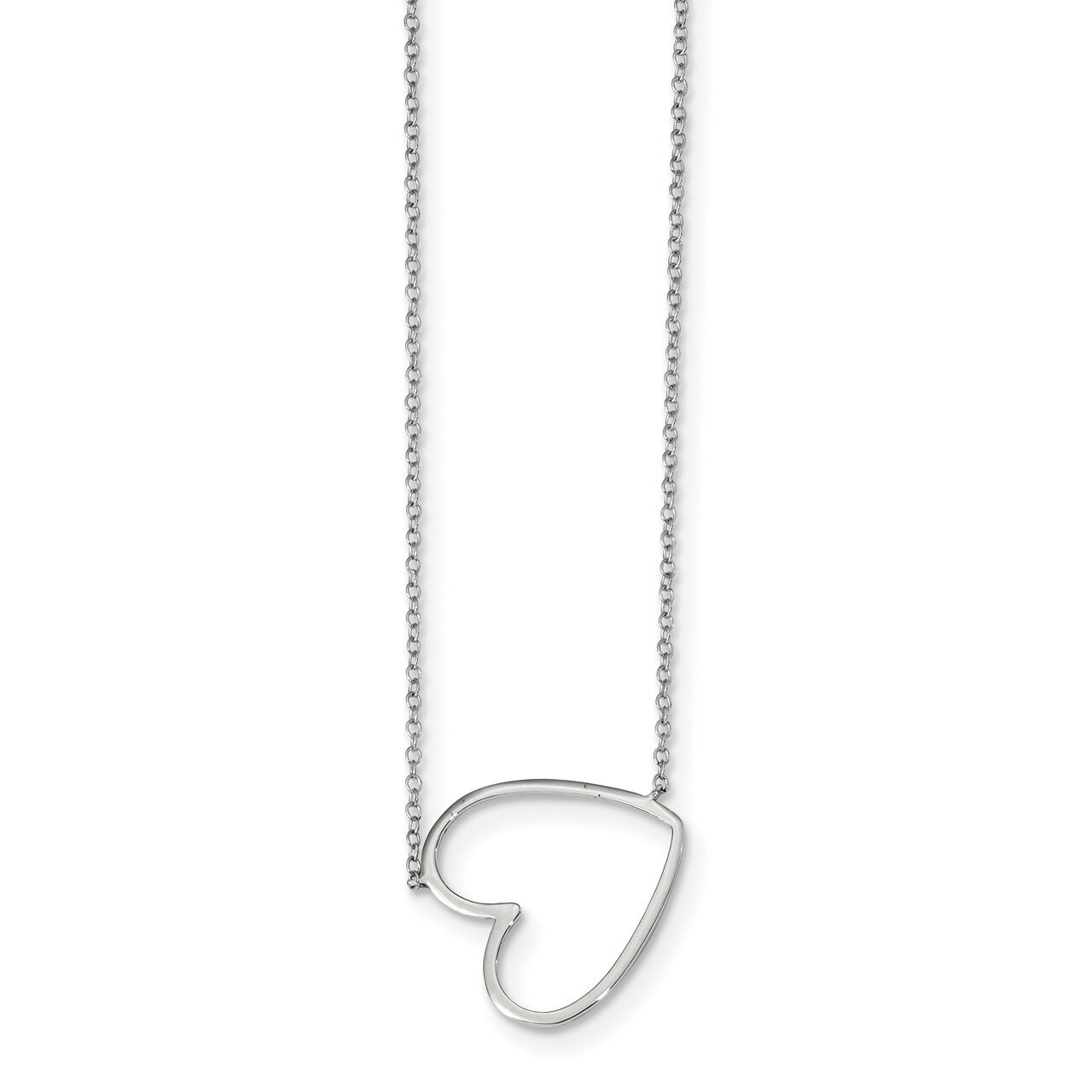 Heart Necklace 16 Inch Sterling Silver Rhodium-plated QG4368-16, MPN: QG4368-16, 191101003288