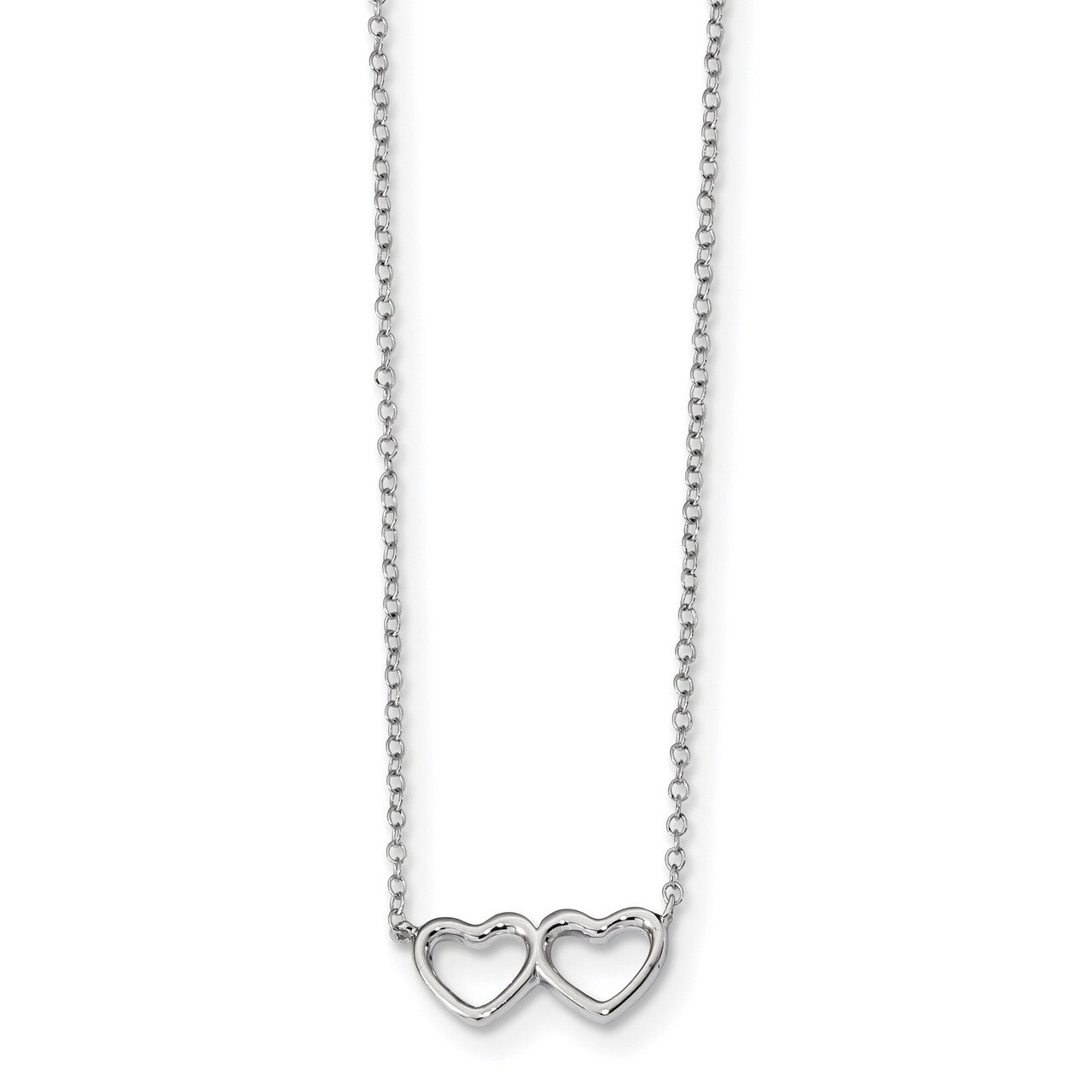 2 inch Extender Heart Necklace 16 Inch Sterling Silver Rhodium-plated QG4370-16, MPN: QG4370-16, 88…