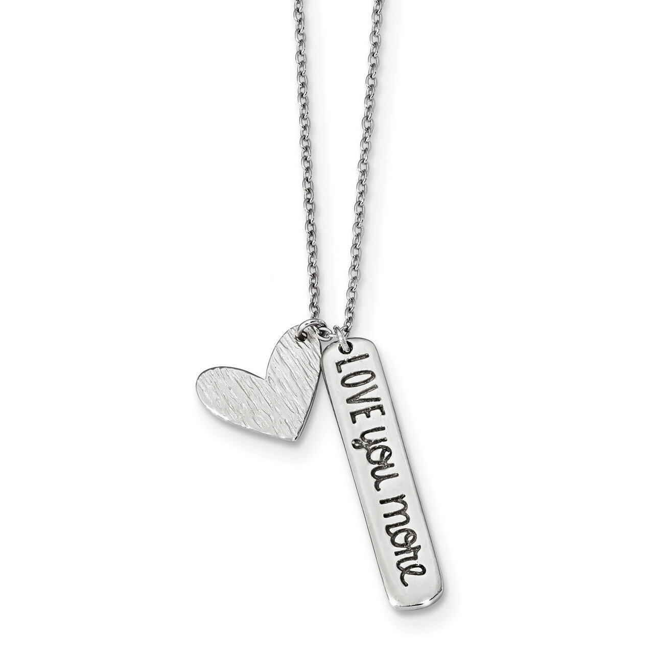Heart Love You More Necklace 18 Inch Sterling Silver Rhodium-plated QG4386-18