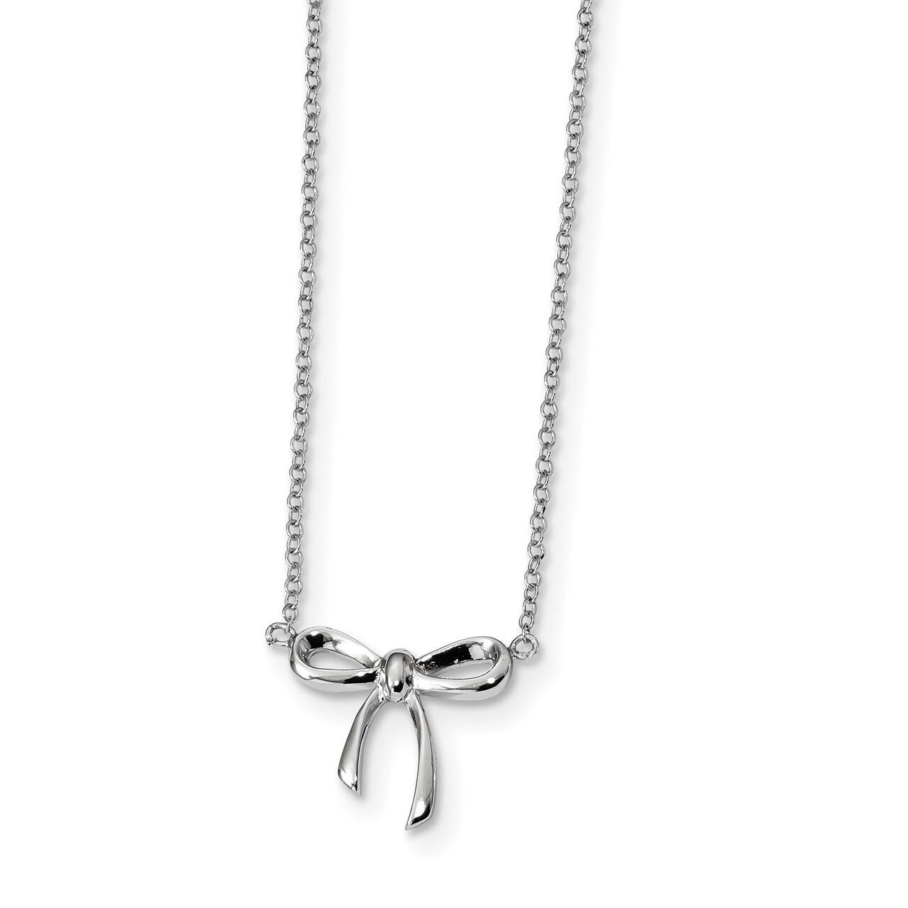 Bow Necklace 18 Inch Sterling Silver Rhodium-plated QG4390-16