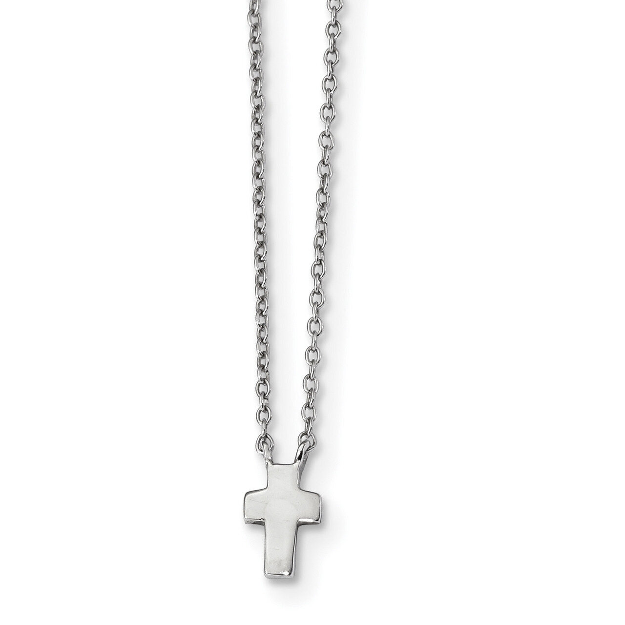 2 inch Extender Polished Cross Necklace 15 Inch Sterling Silver Rhodium-plated QG4401-15