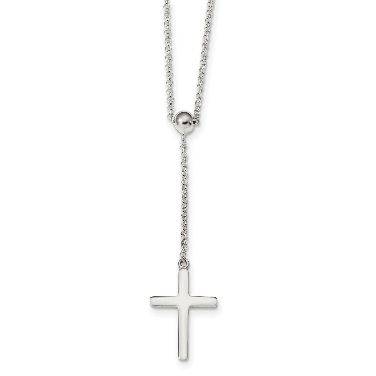 Cross Adjusts up to 23.5 inch Necklace 23.5 Inch Sterling Silver Polished QG4405-23