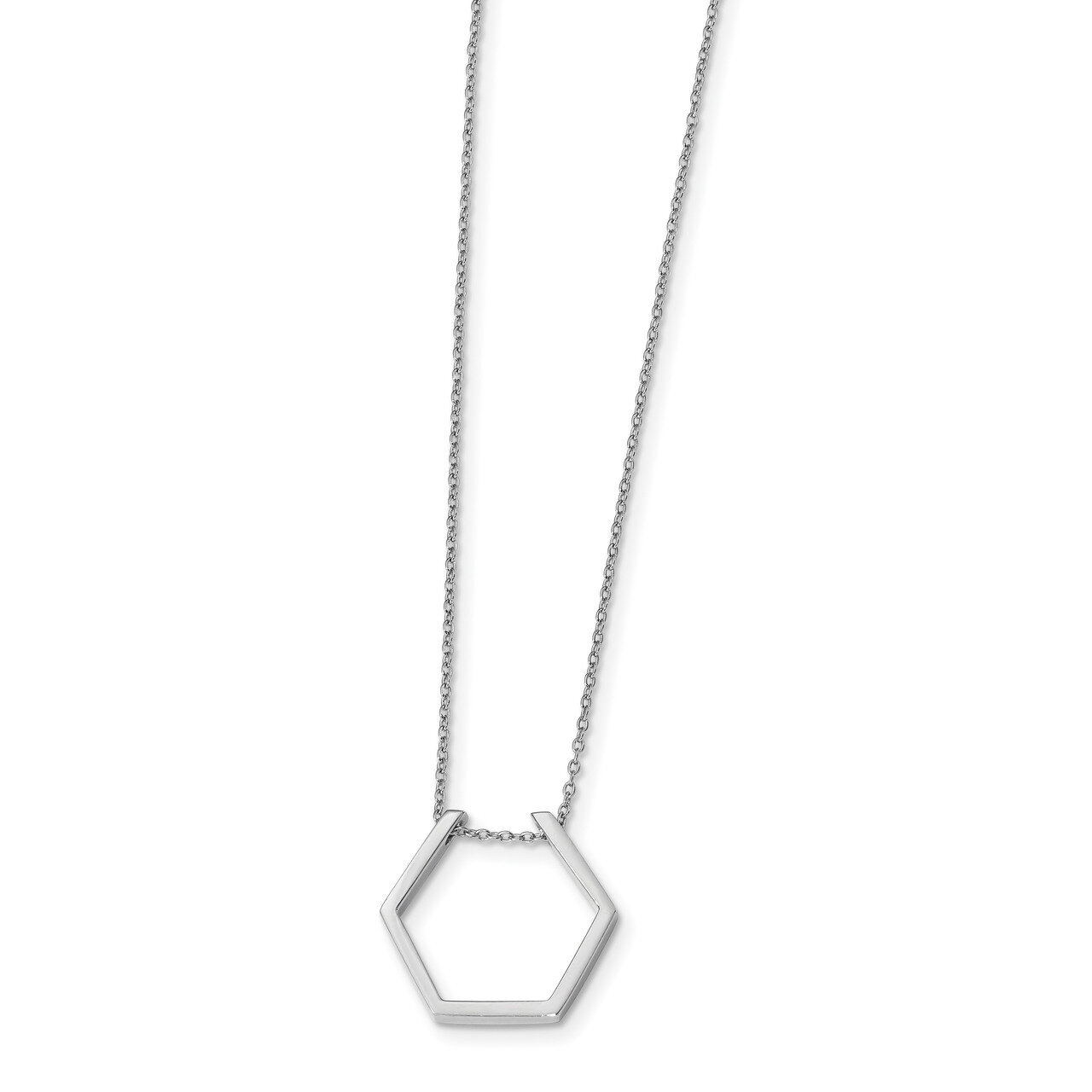 Hexagon Necklace 18 Inch Sterling Silver Rhodium-plated QG4429-18, MPN: QG4429-18, 191101003394