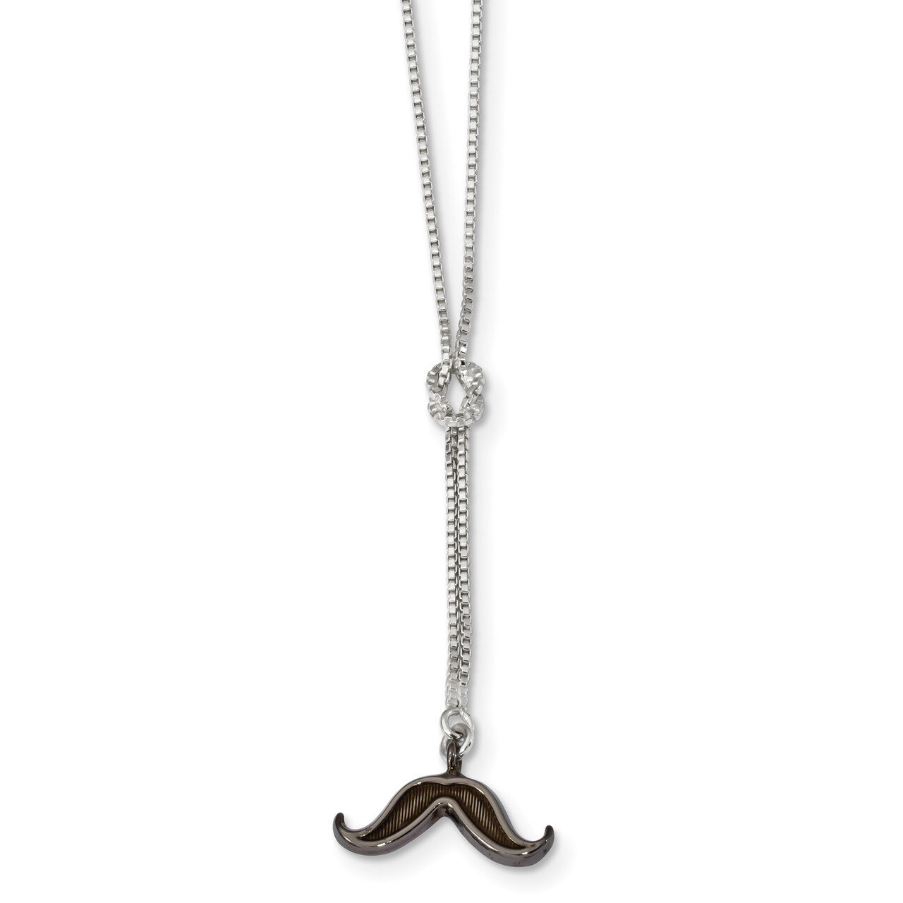 Rhodium-plated Mustache Necklace 18 Inch Sterling Silver QG4454-18