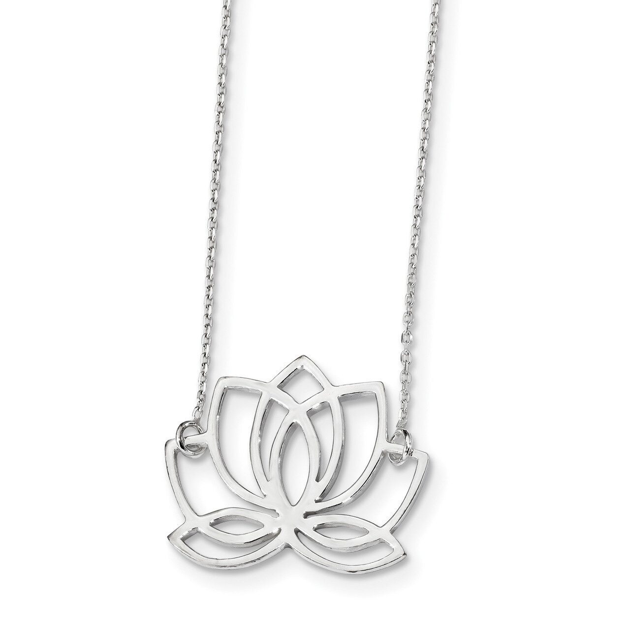 Lotus Flower Necklace 18 Inch Sterling Silver Polished QG4460-18, MPN: QG4460-18, 191101003417